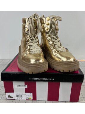Circus by Sam Edelman Flora Shearling Hiker Boot Women’s Sz 7.5 Gold Crackle